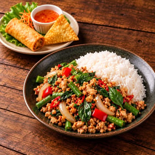Lunch Ka Paw Kai + White Rice